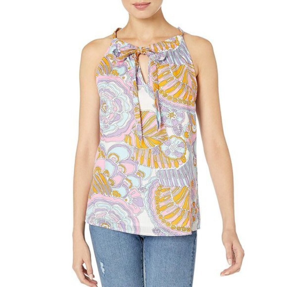 Trina Turk Montalban Tie Front Halter Top. S